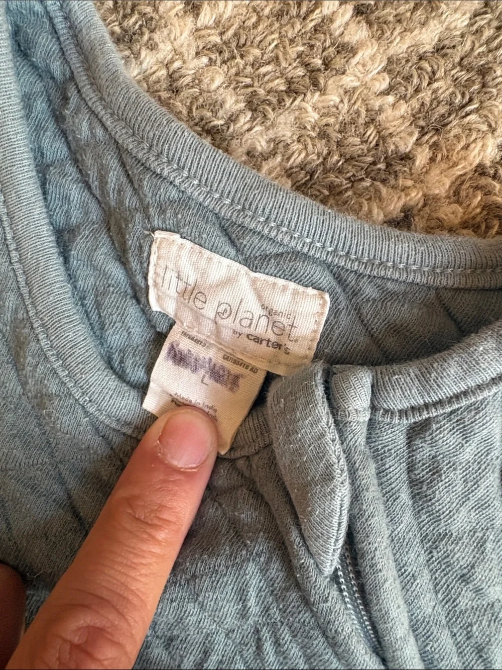 Quilted Sleeveless Kids Sleep Sack in Dusty Blue (Size Large)